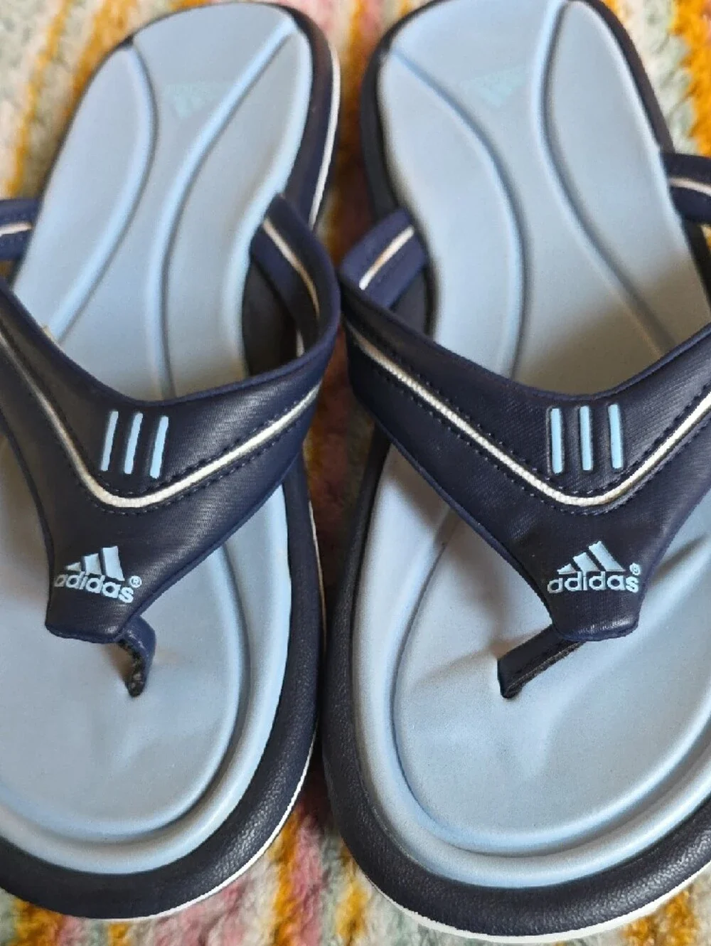 adidas Light Blue and Navy Thong Sandals